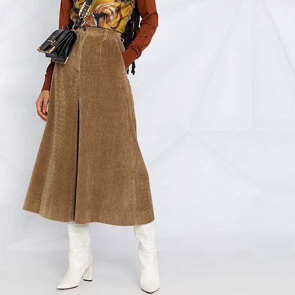 Dolce & Gabbana Corduroy Pants Culotte Trouser Wide Leg Tan Brown Women’s Size 4 - Picture 2 of 13